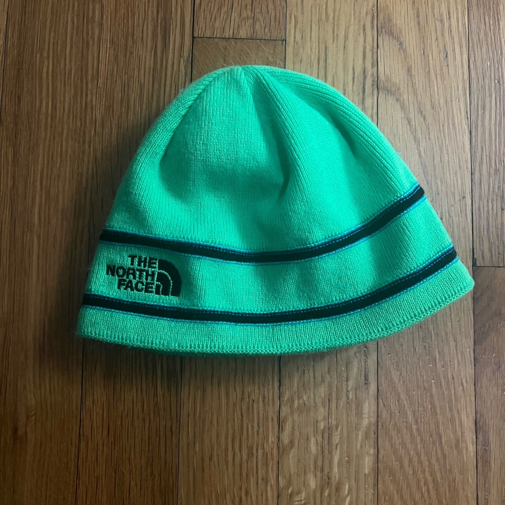 The North Face Kids toddler Neon Green Striped Beanie